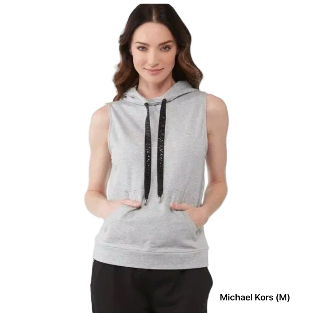 🪗Michael Kors Light Gray Sleeveless Hoodie size M GUC..